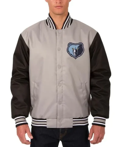 Poly Twill Memphis Grizzlies Full-Snap Gray and Black Jacket