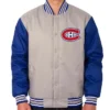 Montreal Canadiens Gray and Royal Full-Snap Poly-Twill Jacket