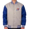 Poly Twill Oklahoma City Thunder Full-Snap Gray and Royal Jacket