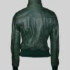 Green Bomber Leather Jacket For Women