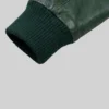 Green Bomber Leather Jacket Womens