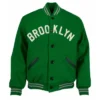 Shop NBA Brooklyn Nets Varsity Full-Button Wool Green Jacket