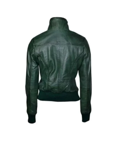 Women’s Green Bomber Leather Jacket
