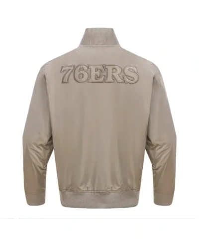 Shop Neutral Philadelphia 76ers Full-Zip Twill Cotton Jacket