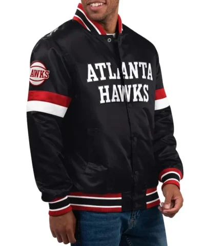 Atlanta Hawks Home Game Black Full-Snap Varsity Satin Jacket