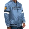 Memphis Grizzlies Home Game Varsity Full-Snap Satin Light Blue Jacket