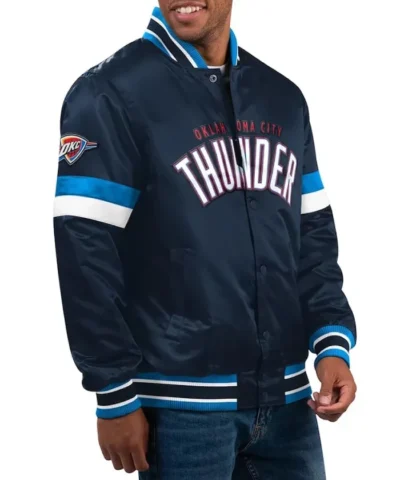 Oklahoma City Thunder Home Game Varsity Full-Snap Navy Satin Jacket