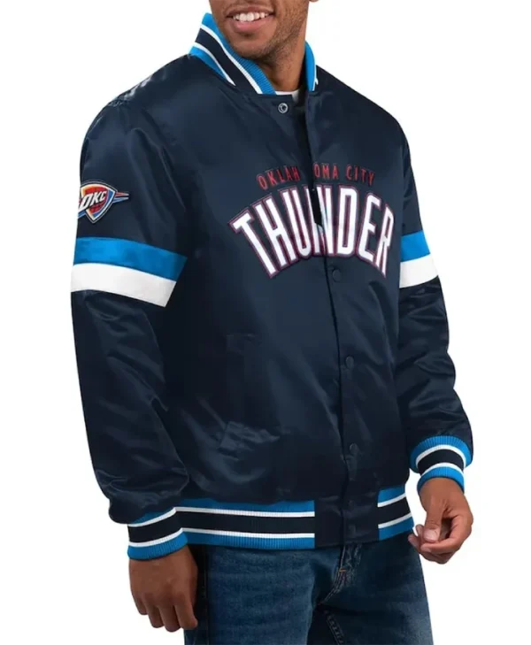 Oklahoma City Thunder Home Game Varsity Full-Snap Navy Satin Jacket