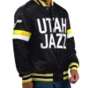 Utah Jazz Home Game Varsity Full-Snap Satin Black Jacket
