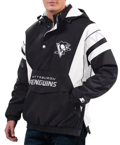 Black Pittsburgh Penguins Home Team Half-Zip Hoodie Jacket