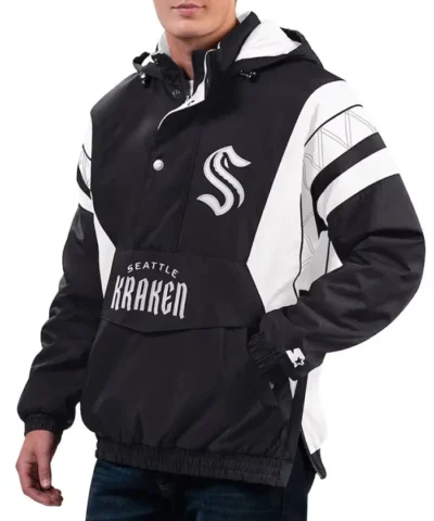 Seattle Kraken Home Team Half-Zip Hoodie Black Jacket