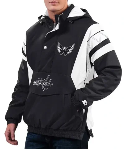 Washington Capitals Home Team Half-Zip Black Hoodie Jacket