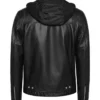 Hooded Leather Biker Jacket For Mens Back