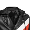 Hooded Leather Biker Jacket For Mens Detailed Collar