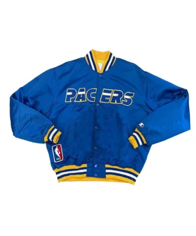 NBA 90’s Indiana Pacers Full-Snap Satin Blue Jacket