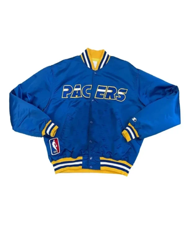 NBA 90’s Indiana Pacers Full-Snap Satin Blue Jacket
