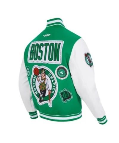 Kelly Green and White Boston Celtics Diy Pick Stitch Varsity Jacket