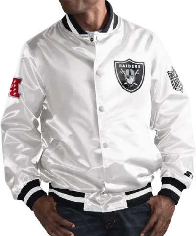 Las Vegas Raiders White Fill Satin Jacket