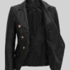 Leather Black Blazer For Women