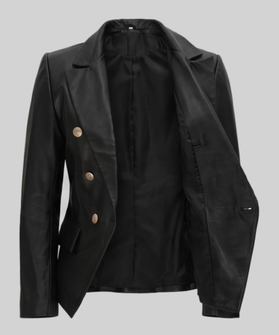 Leather Black Blazer For Women