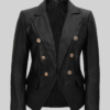 Leather Black Blazer For Womens