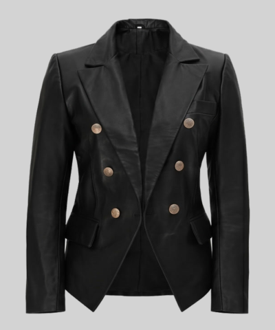Leather Black Blazer For Womens