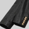 Leather Black Blazer For Womens Cuffs