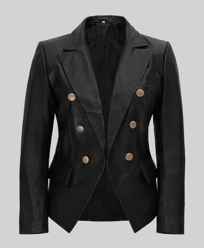 Leather Black Blazer For Womens