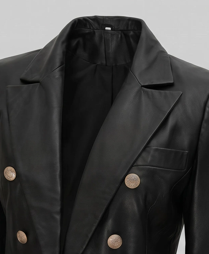 Leather Black Blazer Women