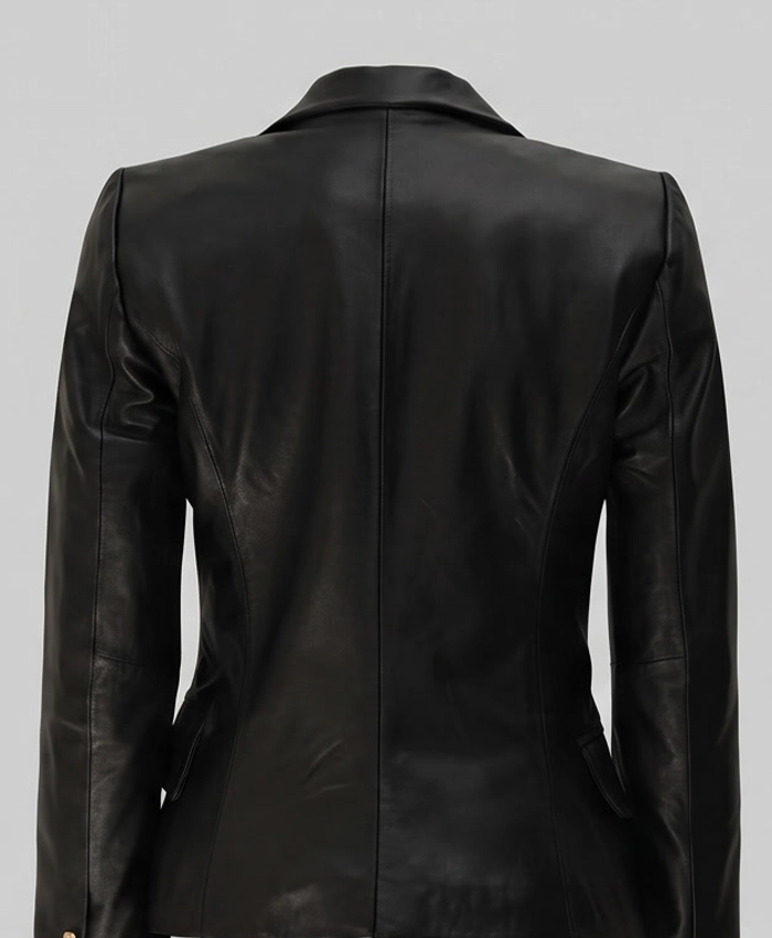 Leather Black Blazer Womens