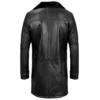 Black Leather Long Shearling Coat for Men’s