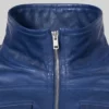Leather Bomber Blue Jacket For Women
