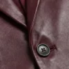 Leather Full-Legnth Sleeves Maroon Blazer for Mens