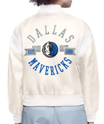 Logo Dallas Mavericks Varsity Full-Snap Satin Jacket