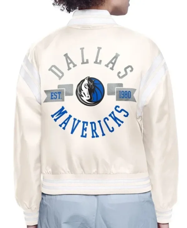 Logo Dallas Mavericks Varsity Full-Snap Satin Jacket