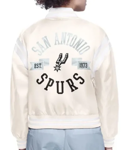 Printed Logo San Antonio Spurs Varsity Full-Snap Satin Jacket