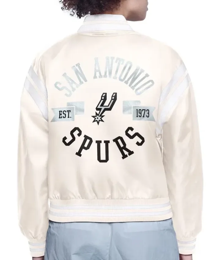 Printed Logo San Antonio Spurs Varsity Full-Snap Satin Jacket