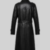 Long Leather Belted Trench Coat For Mens