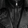 Long Leather Belted Trench Coat For Mens Collar
