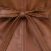 Long Leather Trench Brown Jacket For Womens
