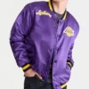 Los Angeles Lakers Basketball Varsity Full-Snap Satin Purple Jacket