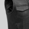Mandarin Collar Leather Black Vest For Womens