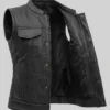 Mandarin Collar Leather Vest For Women