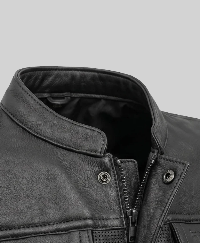 Mandarin Collar Leather Vest Women