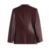 Men’s Maroon Leather Blazer with Long Sleeves