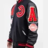 Mashup Atlanta Hawks Black Full-Snap Varsity WoolLeather Jacket
