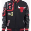 Shop Black Chicago Bulls Mashup Varsity Full-Snap WoolLeather Jacket
