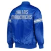 Dallas Mavericks Pick & Roll Varsity Full-Snap Satin Blue Jacket
