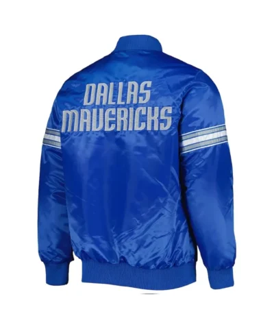 Dallas Mavericks Pick & Roll Varsity Full-Snap Satin Blue Jacket