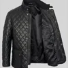 Men Biker Luxe Quilted Black Leather Jacket